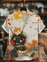 Herren-Kurzarm-Hemd mit japanischer Kunst